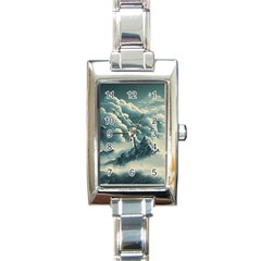 Mountains Alps Nature Clouds Sky Fresh Air Rectangle Italian Charm Watch by Pakemis