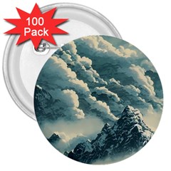 Mountains Alps Nature Clouds Sky Fresh Air 3  Buttons (100 Pack)  by Pakemis