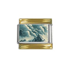 Mountains Alps Nature Clouds Sky Fresh Air Gold Trim Italian Charm (9mm) by Pakemis