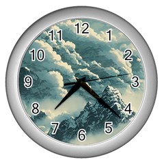 Mountains Alps Nature Clouds Sky Fresh Air Wall Clock (silver) by Pakemis