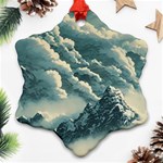 Mountains Alps Nature Clouds Sky Fresh Air Snowflake Ornament (Two Sides) Back