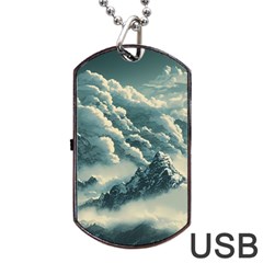 Mountains Alps Nature Clouds Sky Fresh Air Dog Tag Usb Flash (one Side) by Pakemis