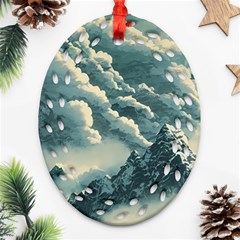 Mountains Alps Nature Clouds Sky Fresh Air Oval Filigree Ornament (two Sides) by Pakemis