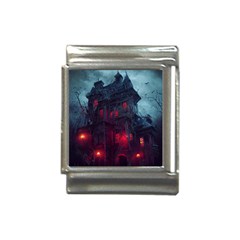 Haunted House Halloween Cemetery Moonlight Italian Charm (13mm) by Pakemis