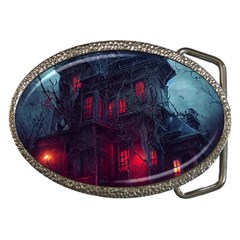 Haunted House Halloween Cemetery Moonlight Belt Buckles by Pakemis