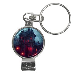 Haunted House Halloween Cemetery Moonlight Nail Clippers Key Chain by Pakemis