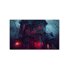 Haunted House Halloween Cemetery Moonlight Sticker (rectangular) by Pakemis