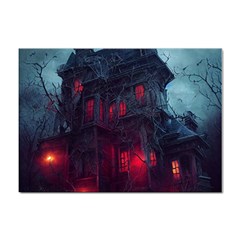 Haunted House Halloween Cemetery Moonlight Sticker A4 (10 Pack) by Pakemis