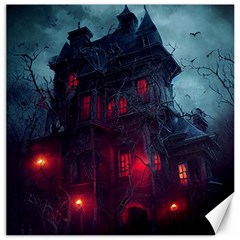 Haunted House Halloween Cemetery Moonlight Canvas 12  X 12  by Pakemis