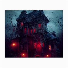 Haunted House Halloween Cemetery Moonlight Small Glasses Cloth (2 Sides) by Pakemis