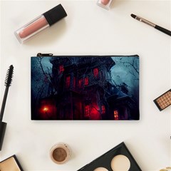 Haunted House Halloween Cemetery Moonlight Cosmetic Bag (small) by Pakemis