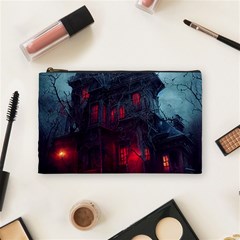 Haunted House Halloween Cemetery Moonlight Cosmetic Bag (medium) by Pakemis