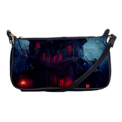 Haunted House Halloween Cemetery Moonlight Shoulder Clutch Bag by Pakemis