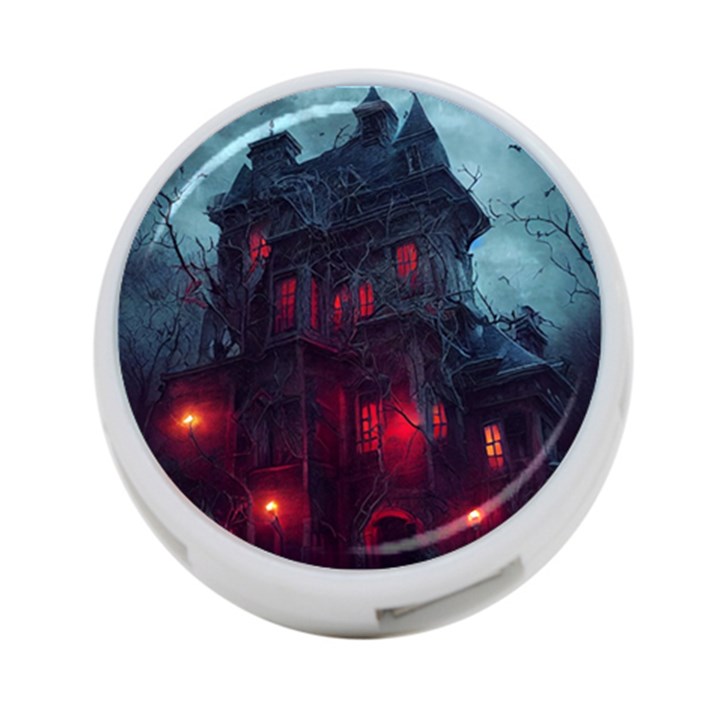 Haunted House Halloween Cemetery Moonlight 4-Port USB Hub (One Side)