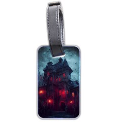 Haunted House Halloween Cemetery Moonlight Luggage Tag (two Sides) by Pakemis