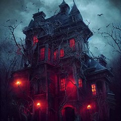 Haunted House Halloween Cemetery Moonlight Play Mat (square)