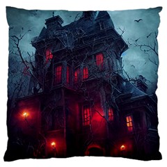 Haunted House Halloween Cemetery Moonlight Large Cushion Case (one Side) by Pakemis