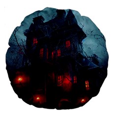 Haunted House Halloween Cemetery Moonlight Large 18  Premium Round Cushions by Pakemis