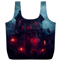 Haunted House Halloween Cemetery Moonlight Full Print Recycle Bag (xl) by Pakemis