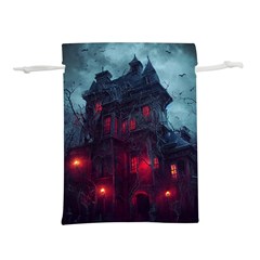 Haunted House Halloween Cemetery Moonlight Lightweight Drawstring Pouch (m) by Pakemis