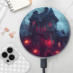 Haunted House Halloween Cemetery Moonlight Wireless Charger by Pakemis