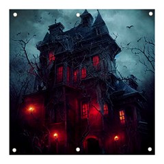 Haunted House Halloween Cemetery Moonlight Banner And Sign 3  X 3  by Pakemis