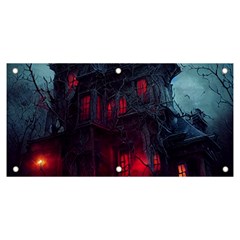 Haunted House Halloween Cemetery Moonlight Banner And Sign 6  X 3  by Pakemis