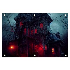 Haunted House Halloween Cemetery Moonlight Banner And Sign 6  X 4  by Pakemis