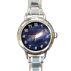 Space Cosmos Galaxy Stars Black Hole Universe Round Italian Charm Watch by Pakemis