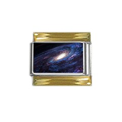 Space Cosmos Galaxy Stars Black Hole Universe Gold Trim Italian Charm (9mm) by Pakemis