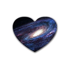 Space Cosmos Galaxy Stars Black Hole Universe Rubber Coaster (heart) by Pakemis