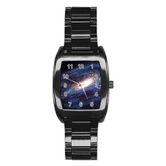 Space Cosmos Galaxy Stars Black Hole Universe Stainless Steel Barrel Watch by Pakemis