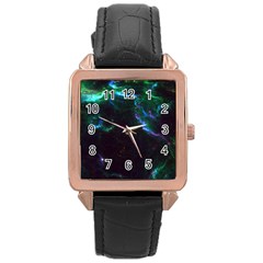 Space Cosmos Galaxy Stars Black Hole Universe Art Rose Gold Leather Watch  by Pakemis