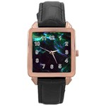 Space Cosmos Galaxy Stars Black Hole Universe Art Rose Gold Leather Watch  Front