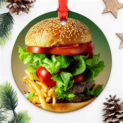 Hamburger Cheeseburger Burger 3d Render Snack Ornament (round) by Pakemis