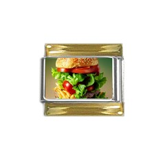 Hamburger Cheeseburger Burger 3d Render Snack Gold Trim Italian Charm (9mm) by Pakemis