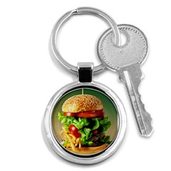 Hamburger Cheeseburger Burger 3d Render Snack Key Chain (round) by Pakemis