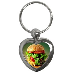 Hamburger Cheeseburger Burger 3d Render Snack Key Chain (heart) by Pakemis