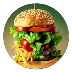 Hamburger Cheeseburger Burger 3d Render Snack Magnet 5  (round) by Pakemis