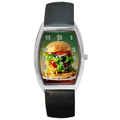 Hamburger Cheeseburger Burger 3d Render Snack Barrel Style Metal Watch by Pakemis