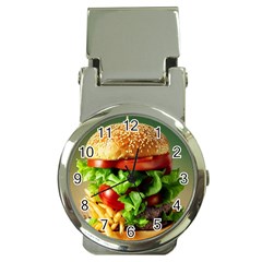 Hamburger Cheeseburger Burger 3d Render Snack Money Clip Watches by Pakemis