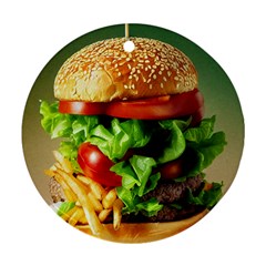 Hamburger Cheeseburger Burger 3d Render Snack Round Ornament (two Sides)