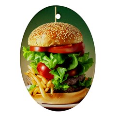 Hamburger Cheeseburger Burger 3d Render Snack Oval Ornament (two Sides) by Pakemis