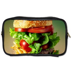 Hamburger Cheeseburger Burger 3d Render Snack Toiletries Bag (one Side) by Pakemis