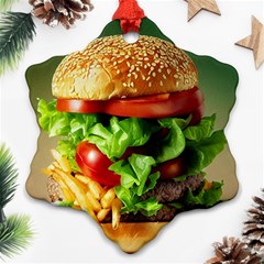 Hamburger Cheeseburger Burger 3d Render Snack Snowflake Ornament (two Sides) by Pakemis