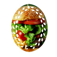 Hamburger Cheeseburger Burger 3d Render Snack Ornament (oval Filigree) by Pakemis