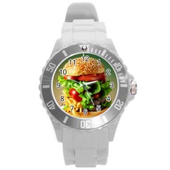 Hamburger Cheeseburger Burger 3d Render Snack Round Plastic Sport Watch (l) by Pakemis