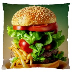 Hamburger Cheeseburger Burger 3d Render Snack Large Cushion Case (one Side) by Pakemis