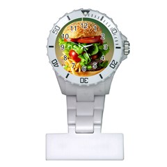 Hamburger Cheeseburger Burger 3d Render Snack Plastic Nurses Watch by Pakemis