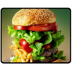 Hamburger Cheeseburger Burger 3d Render Snack Double Sided Fleece Blanket (medium) by Pakemis